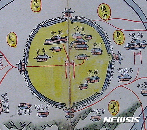 【대구=뉴시스】경상도읍지, 대구부읍지도, 대구읍성 부분, 1832년께 