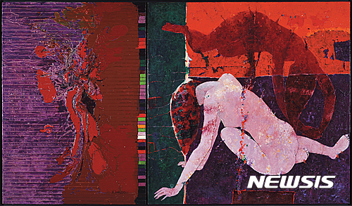 【서울=뉴시스】김흥수 <Le CielS'&eacute;croule>, mixed media on canvas, 142×245cm, 1989, KRW 3억~5억원 