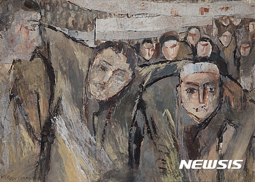 【서울=뉴시스】사월의 함성 April Revolution, 1960, 종이에 수채 Watercolor on paper, 47x65cm