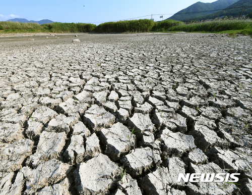 울주군 웅촌면 고연리 한 저수지가 가뭄으로 바싹말라 거북이 등처럼 쩍쩍 갈라져 있다. 뉴시스 사진 자료