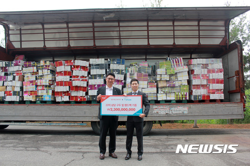 형지에스콰이아, NGO단체 옷캔과 23억원 상당 물품 기증식 진행