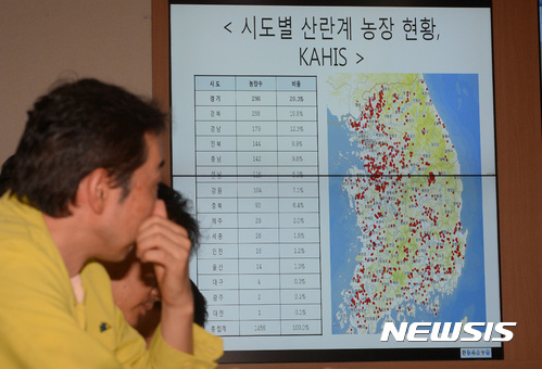 【세종=뉴시스】강종민 기자 = 살충제 계란 파문이 이어진 19일 오전 정부세종청사 농림축산식품부 살충제 계란 대책 상황실에서 직원들이 곤혹스런 표정을 짓고 있다. 2017.08.19. ppkjm@newsis.com