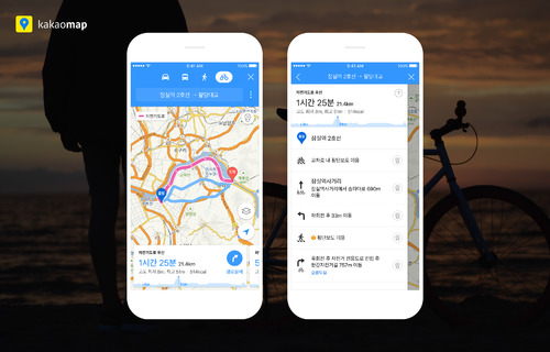 카카오맵, '자전거 길찾기' 탑재···3종 경로 옵션
