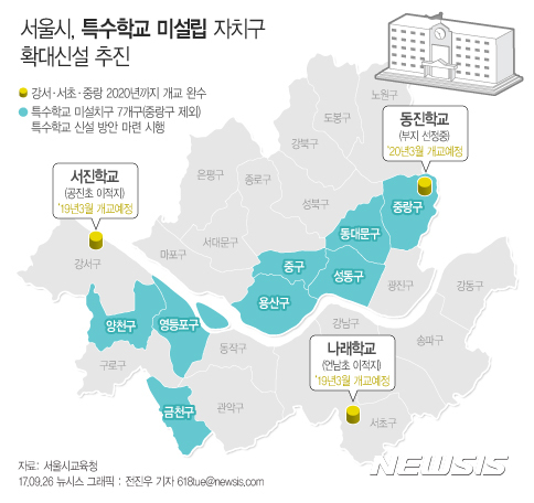 【서울=뉴시스】전진우 기자 = 26일 서울시교육청이 특수학교가 없는 서울지역 8개 자치구에 특수학교 설립을 추진한다고 밝혔다.618tue@newsis.com