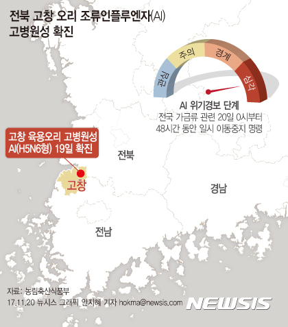 【서울=뉴시스】안지혜 기자 =농림축산식품부는 전국 가금류와 관련 사람, 차량, 물품 등을 대상으로 20일 0시부터 21일 24시까지 48시간 동안 일시 이동중지 명령을 발령했다. hokma@newsis.com