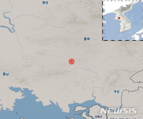 【서울=뉴시스】박영주 기자 = 12일 오전 10시6분께 북한 황해북도 평산 서쪽 19㎞ 지역(북위 38.32도·동경 126.18도)에서 규모 2.5의 지진이 발생했다.
