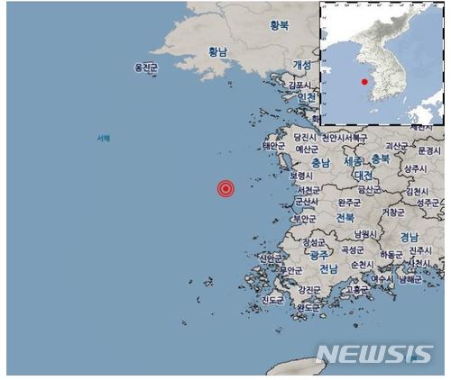 【서울=뉴시스】 <충남 태안 서격렬비도 해역서 규모 2.3 지진>