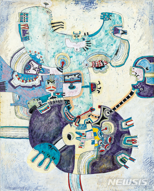 【서울=뉴시스】꿈이 사라진 얼굴 (Face without a Hope), 1969, 판넬에 석고, 호분, 수지, 수채, 아크릴, 162 x 132 cm