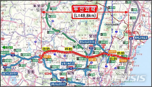 【김해=뉴시스】 2월 7일 개통되는 부산외곽순환고속도로 위치도.