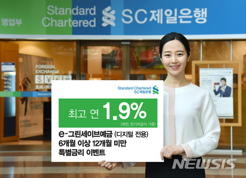 SC제일은행, 'e-그린세이브예금'에 최고 연 1.9% 특별금리 이벤트