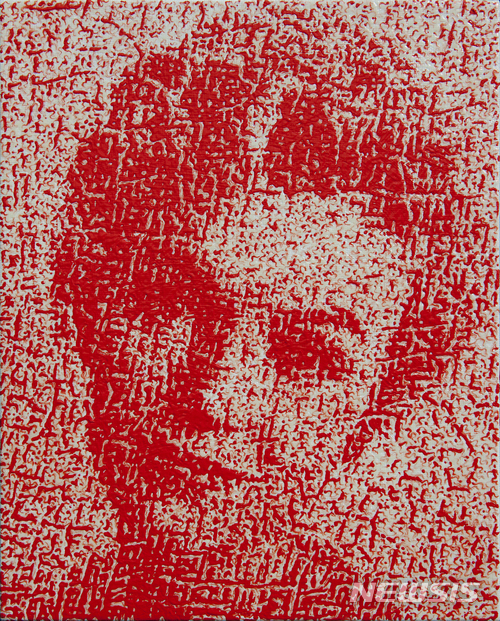 【서울=뉴시스】 김동유,Crack Marilyn Monroe, 27.3 x 21.9cm, Oil on canvas, 2018 (Red)