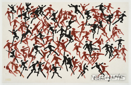 【서울=뉴시스】 가나문화재단, 군상People, 1983, 한지에 수묵담채, 27.5x43cm
