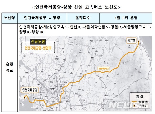 논산~부산· 인천공항~양양· 수원~삼척 고속버스 신설