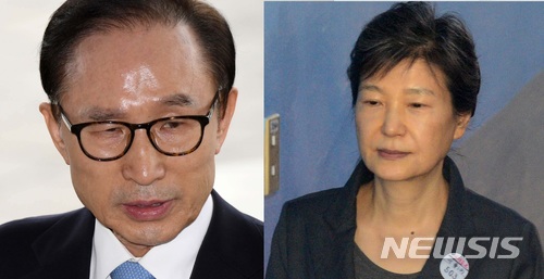 【서울=뉴시스】이명박 전 대통령(왼쪽)과 박근혜 전 대통령. (사진=뉴시스DB)