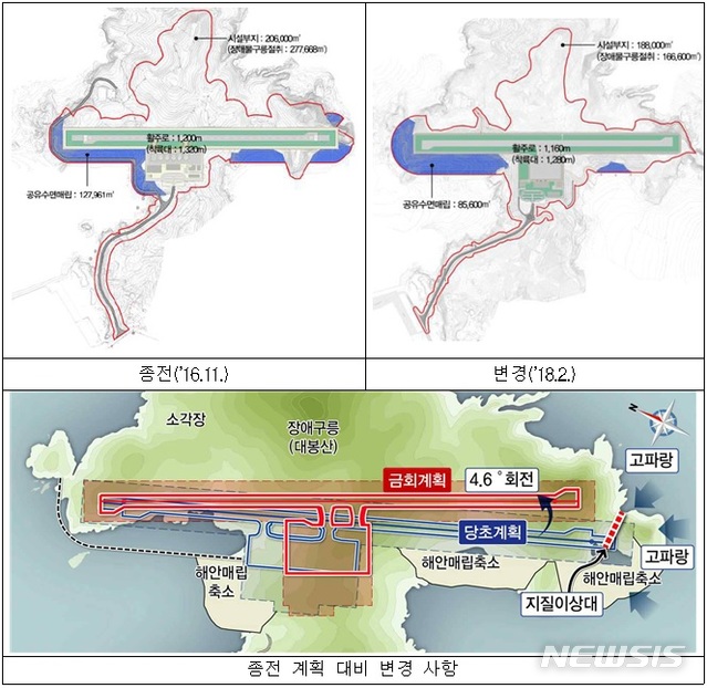 【세종=뉴시스】흑산공항 건립 계획안 종전 계획 대비 변경 사항. 2018.07.20. (그래픽 = 환경부 제공) photo@newsis.com 