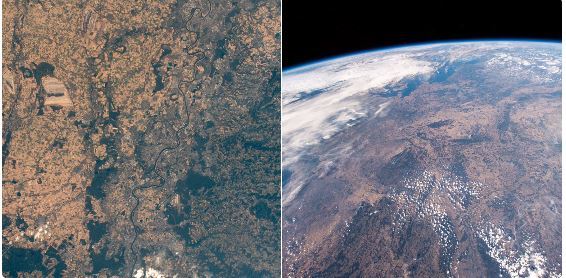 【서울=뉴시스】독일 출신 우주비행사 알렉산데르 게르스트가 국제우주정거장(ISS)에서 촬영한 독일 등 유럽 중부지역의 모습. 그는 이 사진을 6일 자신의 트위터를 통해 공개하면서, 초록빛이었던 곳이 폭염과 가뭄으로 모두 브라운색으로 변해버렸다며 "충격적"이라고 밝혔다. <사진출처:게르스트 트위터> 2018.08.08