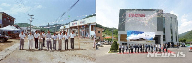 (사진은 화천 북부권역인 상서면 산양리 사방거리의 과거(사진 왼쪽)와 현재(사진 오른쪽)