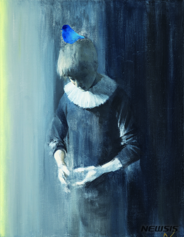 【서울=뉴시스】 박민준, 라푸-파랑새를 잃어버린 광대 Rapu-Missing Bluebird, 2018, Oil on canvas, 45x35.5cm