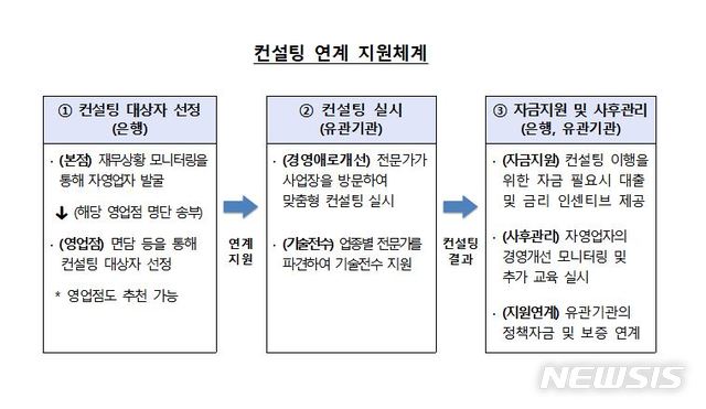 【서울=뉴시스】자영업자 경영컨설팅 연계 지원체계. (자료=금융감독원 제공)