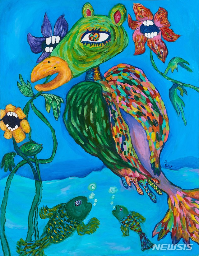 【서울=뉴시스】 윤상은, 말새와 이빨 꽃, Acrylic on canvas 91.0 x 116.8 cm.