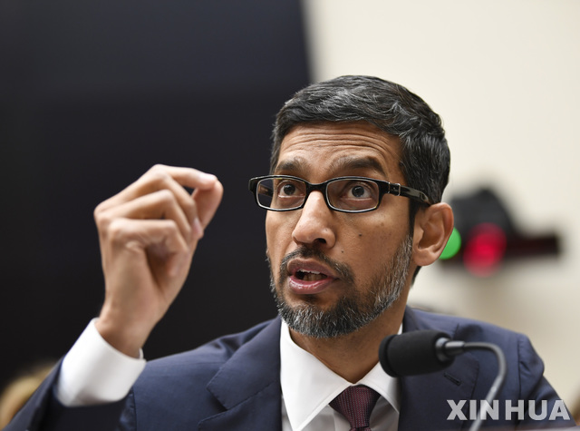 【워싱턴DC=신화/뉴시스】순다르 피차이 구글 최고경영자(CEO)는 13일 블로그를 통해 "올해 130억 달러를 들여 미국 곳곳에 데이터센터와 사무실을 새로 지을 것"이라고 밝혔다. 2019.02.13 