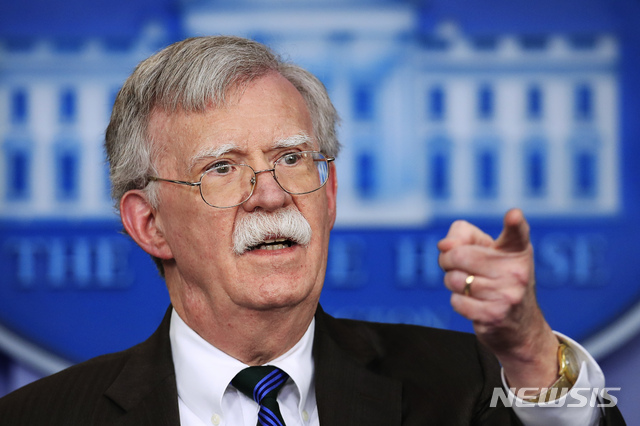 FILE - In this Nov. 27, 2018, file photo, national security adviser John Bolton speaks to reporters during the daily press briefing in the Brady press briefing room at the White House in Washington. The Trump administration wants to see an increase in U.S. investment and trade in Africa as part of a new strategy aimed at countering China’s growing influence on the continent. Bolton is expected to lay out priorities on Dec. 13 for an administration policy that labels Africa “the continent of the future.” (AP Photo/Manuel Balce Ceneta, File)