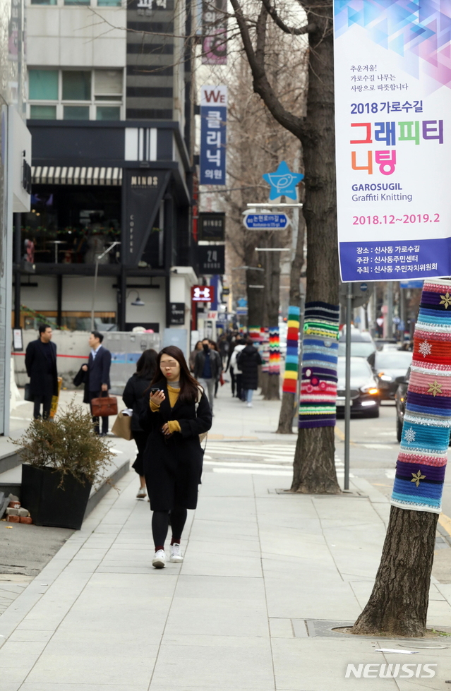 【서울=뉴시스】강남구 가로수길 그래피티니팅. 2018.12.17. (사진=강남구 제공)