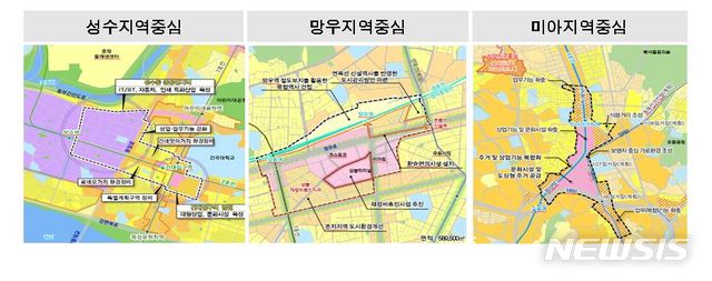 【서울=뉴시스】서울 성수·망우·미아 지역 중심 위치도. 2019.02.14. (자료=서울시 제공) 