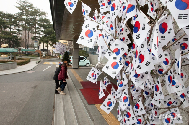 【서울=뉴시스】 강서구는 지난 3.1절 행사의 일환으로 태극기 나무를 설치했다. 2019.02.21. (사진= 강서구 제공)