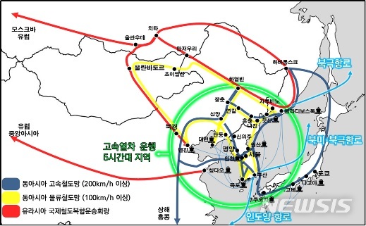 【서울=뉴시스】동아시아철도공동체 개요도