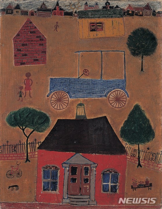 【서울=뉴시스】장욱진, 자동차 있는 풍경(Scene with a Car), 캔버스에 유채, 40x30cm, 1953, 개인소장