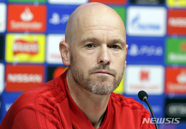 Ajax&#039;s head coach Erik Ten Hag pauses during a press conference at Tottenham Hotspur Stadium in London, Monday, April 29, 2019. Tottenham Hotspur will play Ajax in a Champions League semifinal first leg soccer match at the stadium on Tuesday. (AP Photo/Kirsty Wigglesworth)