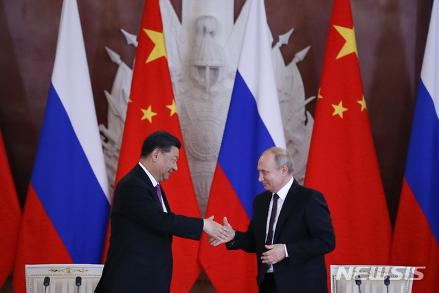 【모스크바=AP/뉴시스】2019년 6월 시진핑 중국 국가주석과 블라디미르 푸틴 러시아 대통령의 정상회담. 2019.6.5.