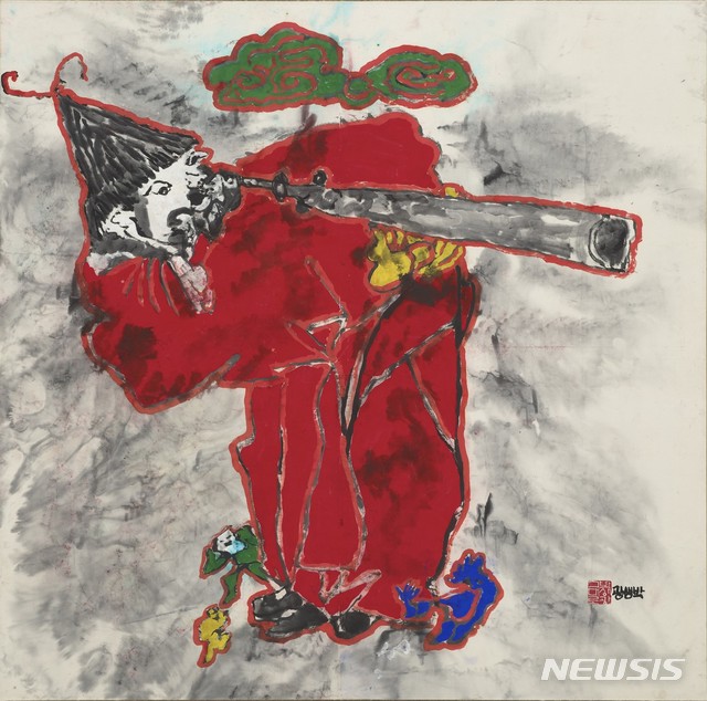 【서울=뉴시스】노적도,1985,종이에수묵채색,138.5x140cm