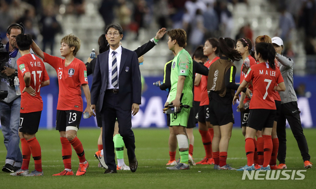 【랭스=AP/뉴시스】한국 여자축구대표팀.