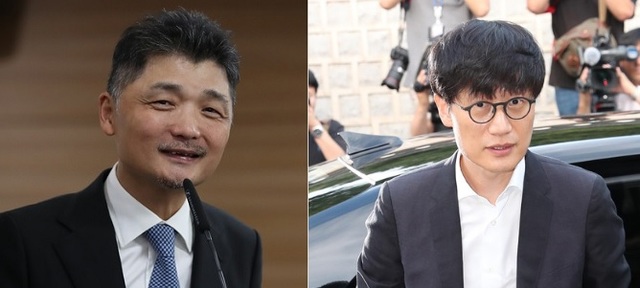 【서울=뉴시스】 김범수 카카오 의장(왼쪽) 네이버 창업자 이해진 글로벌투자책임자(GIO)(오른쪽)