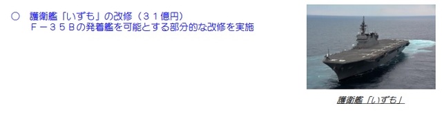 【서울=뉴시스】30일 일본 정부가 2020년도 방위예산을 발표했다. 이즈모 항모화 개조에 대한 예산도 포함됐다. 사진은 방위성 예산안 보고서 갈무리.