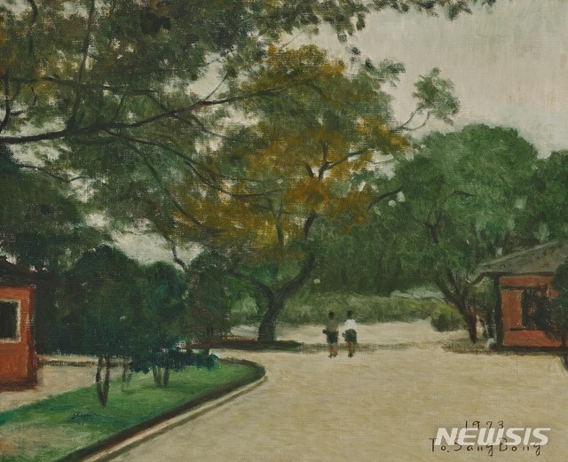 【서울=뉴시스】2019 KIAF 특별전 ‘한국근대회화,역사가 된 낭만' 도상봉(1902~1977), 고궁풍경 Landscape of the Old Palace, 1973, Oil on canvas, 37.9x45.5cm