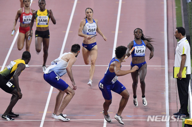 [도하=AP/뉴시스] 2019년 세계선수권대회 당시 혼성 1600m 계주 경기 모습. 2019.09.28 
