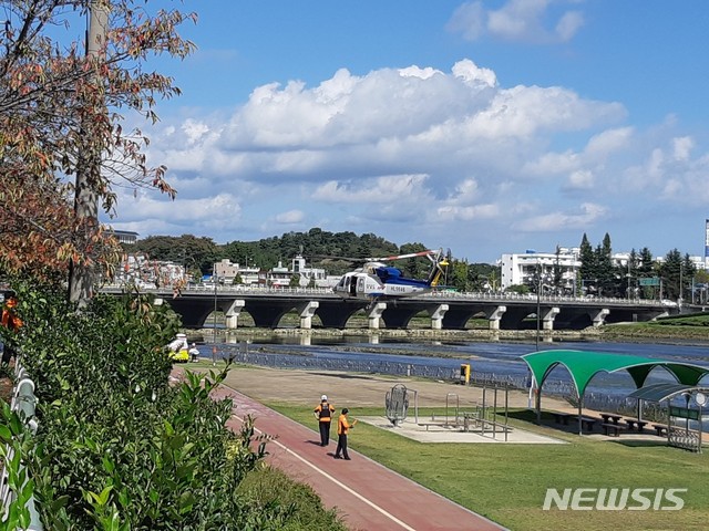 [진주=뉴시스] 경상대학교병원 앞 고수부지.