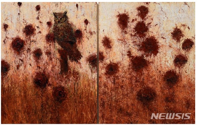 [서울=뉴시스]김남표 Instant LandscapeCrawl #8 Oil and charcoal on wood 116.7×182cm 2018