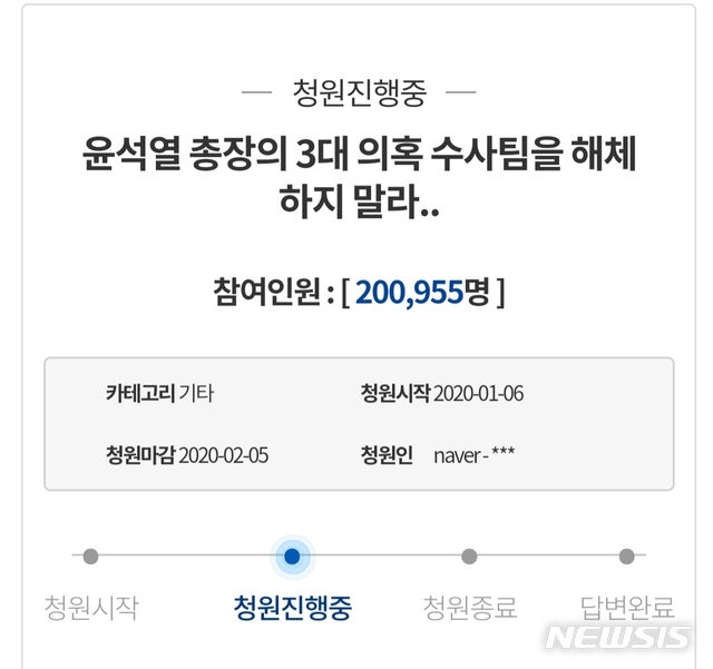 "윤석열 수사팀 해체 말라" 靑청원…8일만에 20만명 넘어