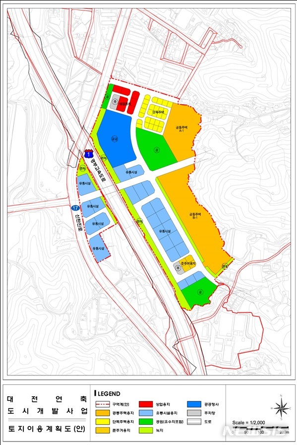 [대전=뉴시스] 대전 연축지구 도시개발구역 토지이용 계획도