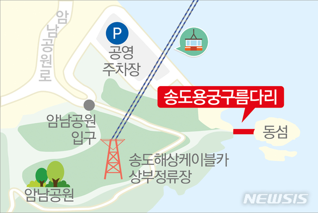 [부산=뉴시스] 부산 '송도용궁구름다리' 위치도. (사진=부산 서구 제공) 