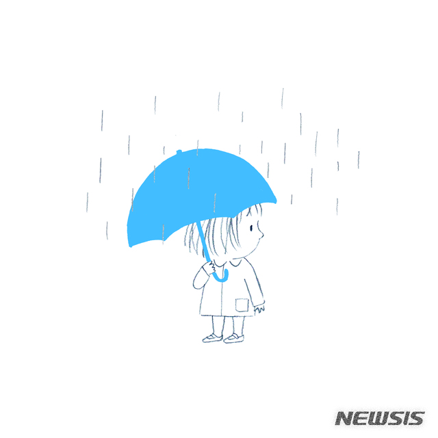 [서울=뉴시스]제인 마시, 파란 우산, 56x80㎝(사진=롯데갤러리 제공)2020.06.29 photo@newsis.com