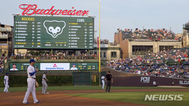 [시카고=AP/뉴시스] 메이저리그(MLB) 시카고 컵스의 홈 구장인 리글리 필드. 2015.07.28