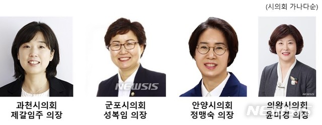 [안양=뉴시스] 박석희 기자 =안양·군포·의왕·과천시 의회 의장 모두 여성.