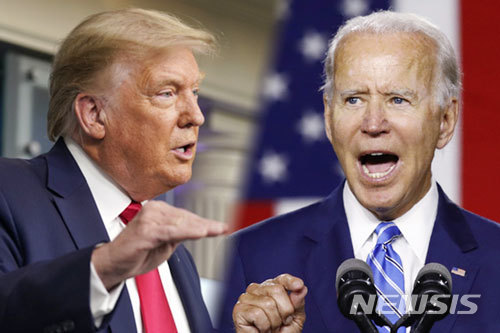 [서울=뉴시스] 도널드 트럼프 미국 대통령(왼쪽)과 조 바이든 민주당 대선 후보.