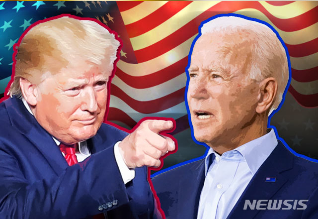 [서울=뉴시스]도널드 트럼프 미국 대통령(왼쪽)과 조 바이든 민주당 대선 후보.