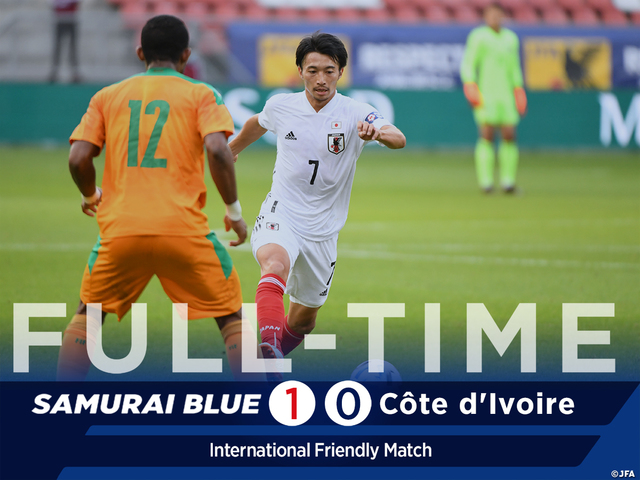 [서울=뉴시스] 일본이 유럽 원정 평가전에서 코트디부아르를 1-0으로 이겼다. (사진 = 일본축구협회 캡처)